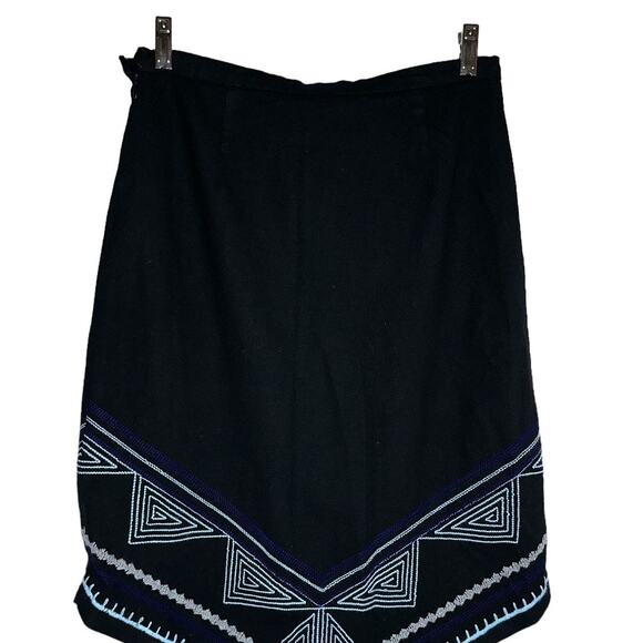 Oscar de la Renta Vintage Asymmetric Wool Blend Embroidered Skirt Size 10 - Picture 2 of 8